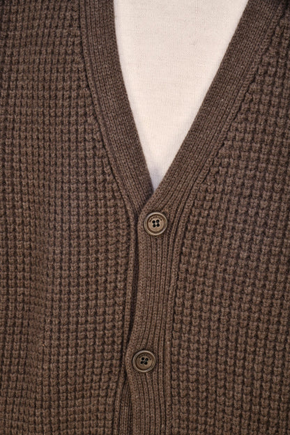 Manrico Cashmere V-Neck Button Up Thick Knit Cardigan