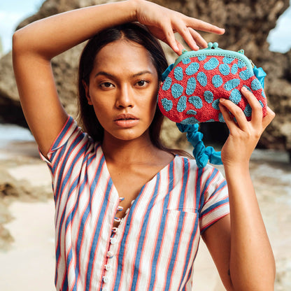 The Arnoldi Ariela Bag In Red & Turquoise Blue