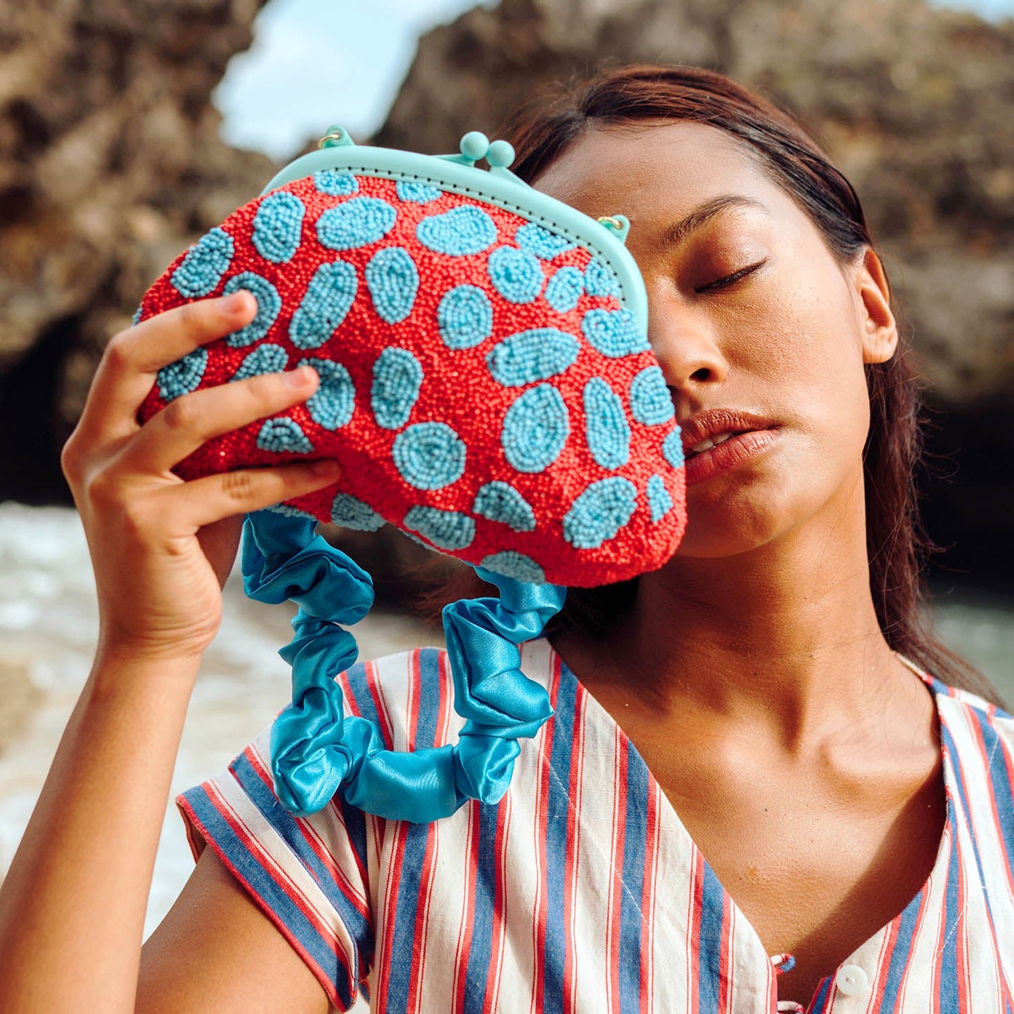 The Arnoldi Ariela Bag In Red & Turquoise Blue