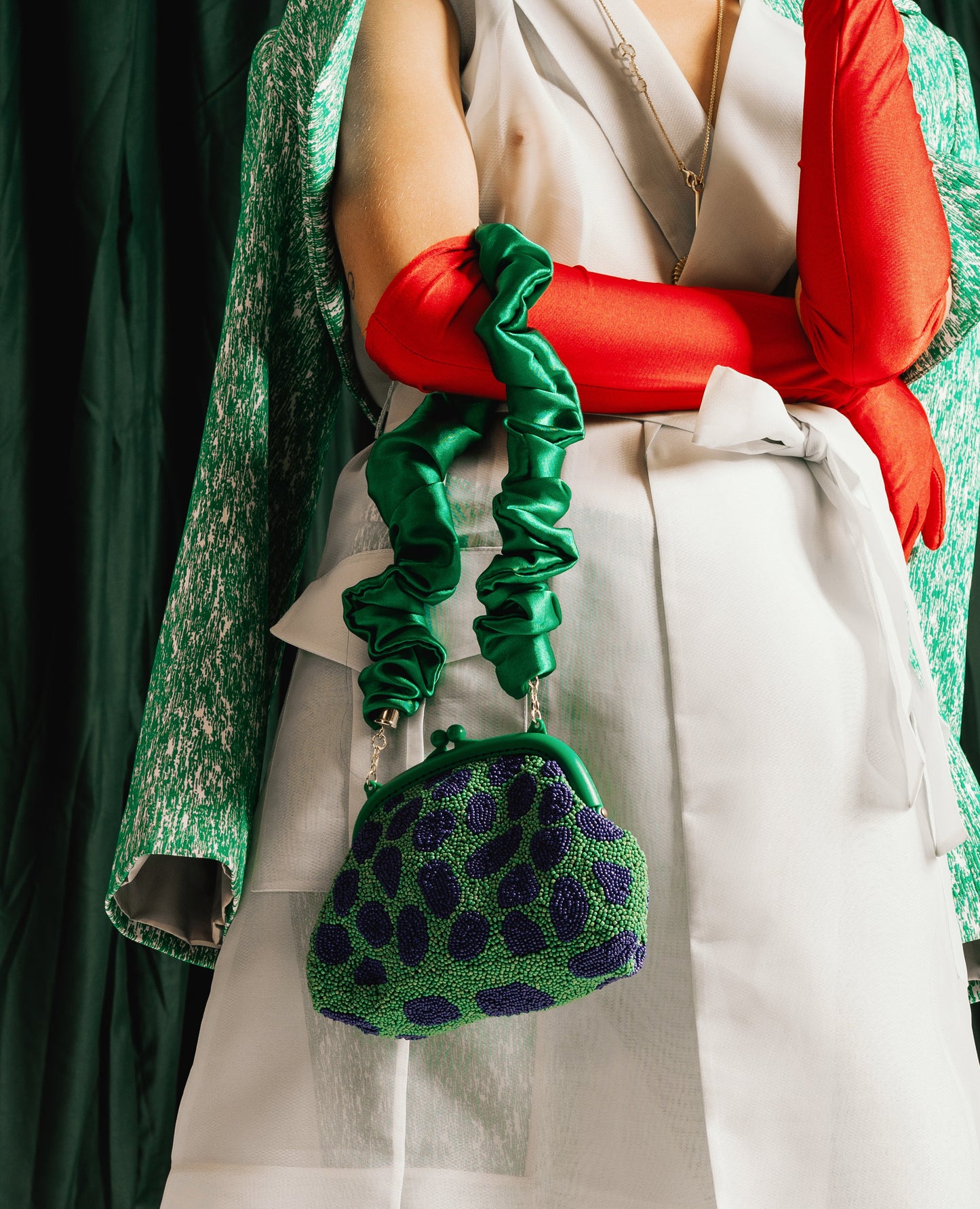the Arnoldi Jade Clutch Bag In Lush Green & Blue
