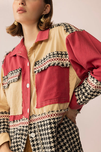Mabel’s Moonshine Stitch Shacket in Red Clay