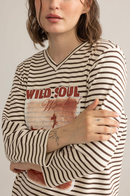 Bloomin' Ride Striped Top in Vanilla Smoke