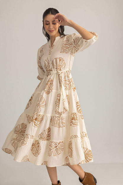 Botanica Moon Maxi Dress in Shadow White