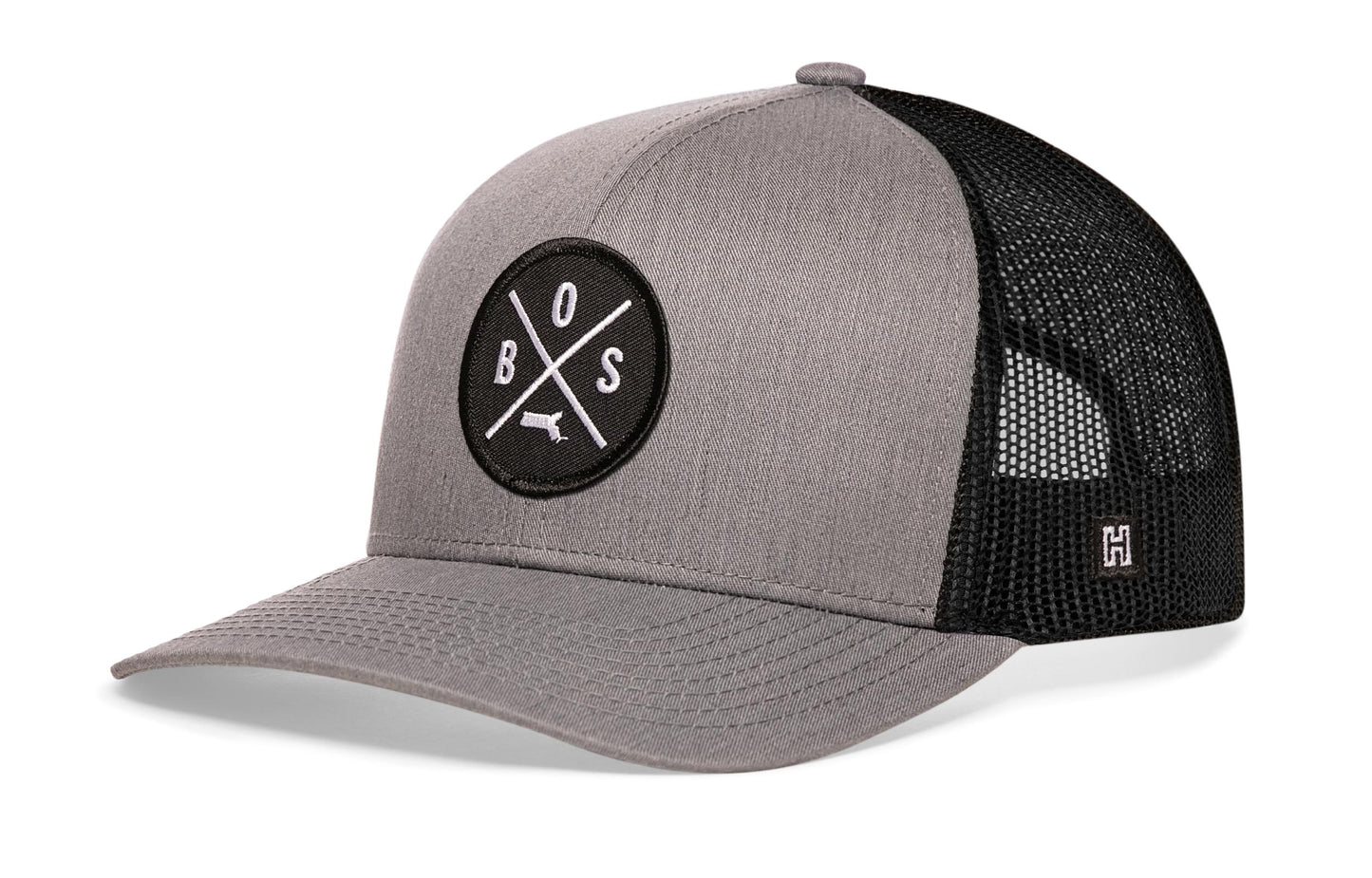 Boston Trucker Hat  |  Gray-Black BOS X Snapback