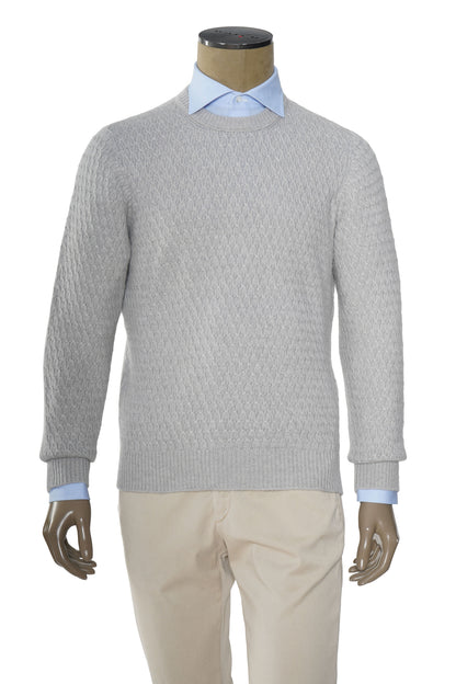 Brioni Basketweave Knit Cashmere Crewneck Sweater