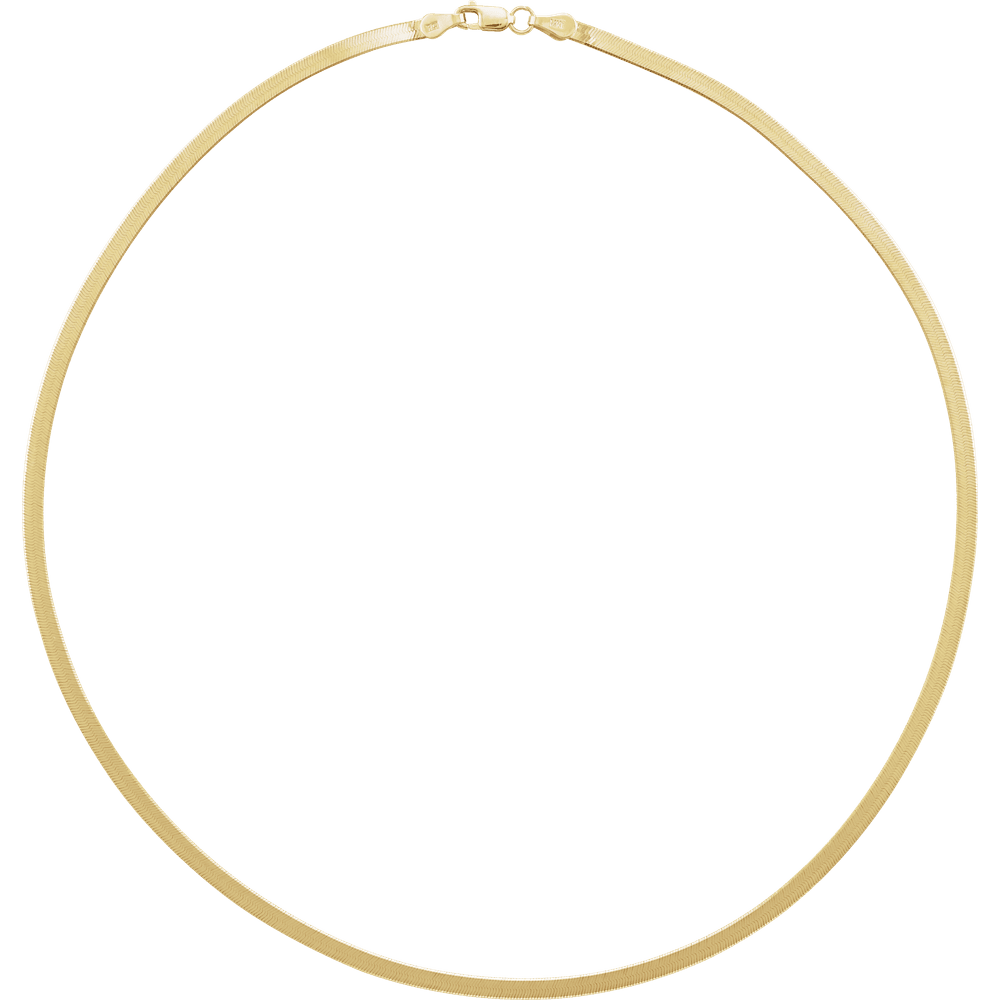 Lame d’Or Collier 2.8mm Flexible Herringbone Necklace 14K Yellow Gold
