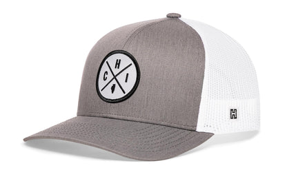 Chicago Trucker Hat  |  Gray-White CHI X Snapback
