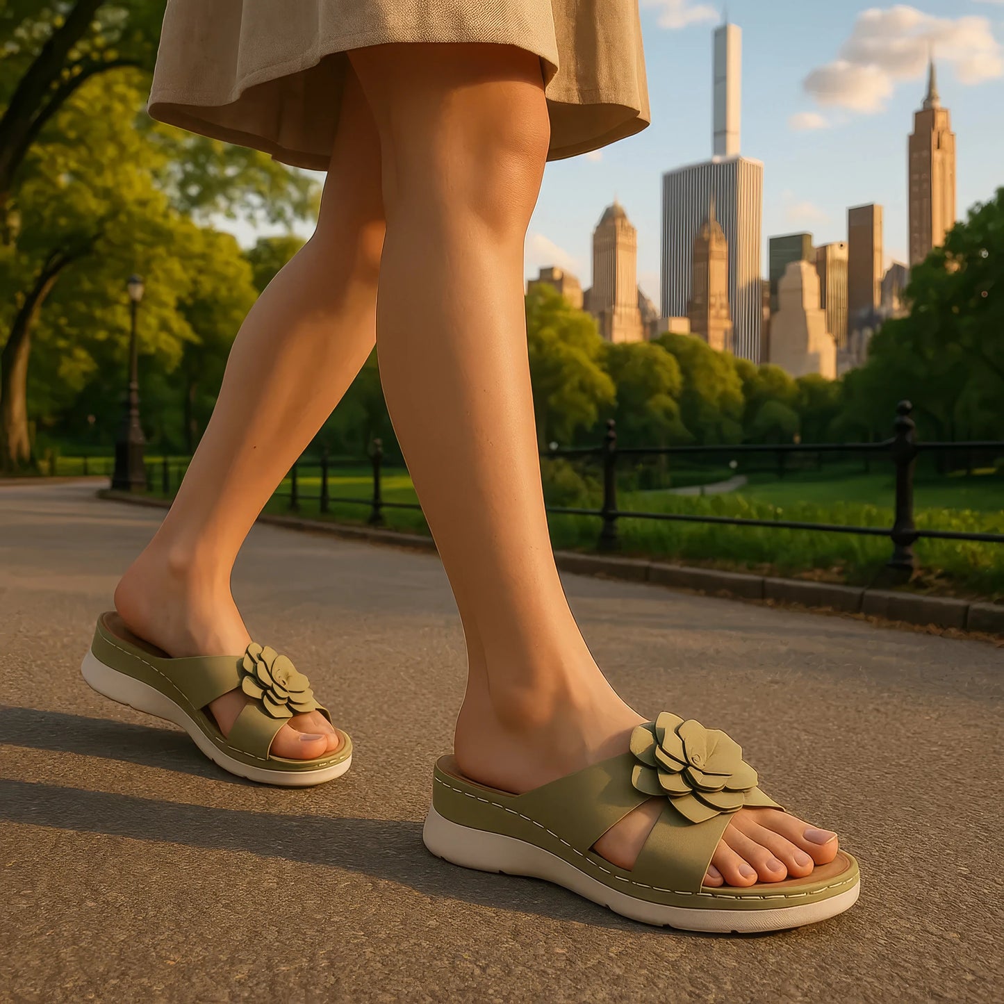 Women's Claire White Cushioned Footbed Sandals