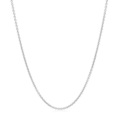 14k White Gold Round Cable Link Chain (1.20 mm)
