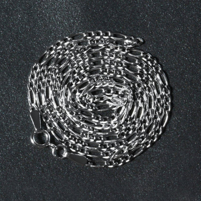 14k White Gold Solid Figaro Chain 1.9mm