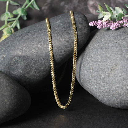 2.6mm 14k Yellow Gold Classic Solid Miami Cuban Chain