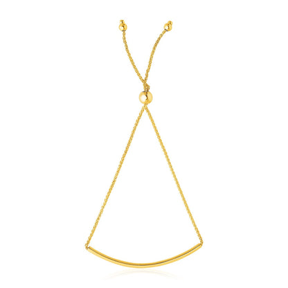 14k Yellow Gold Smooth Curved Bar Lariat Design Bracelet (0.80 mm)
