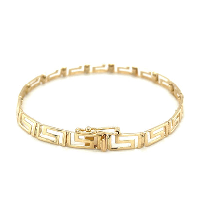 14k Yellow Gold Fancy Greek Key Motif Bracelet (6.35 mm)