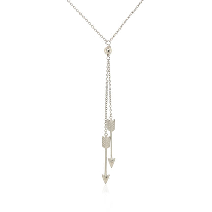 Sterling Silver 18 inch Lariat Necklace with Two Arrows