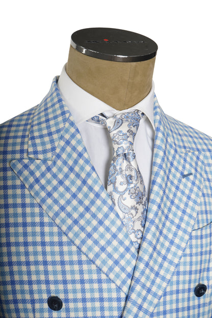 Sartorio Double Breasted Shepherd Check Cashmere Sport Jacket