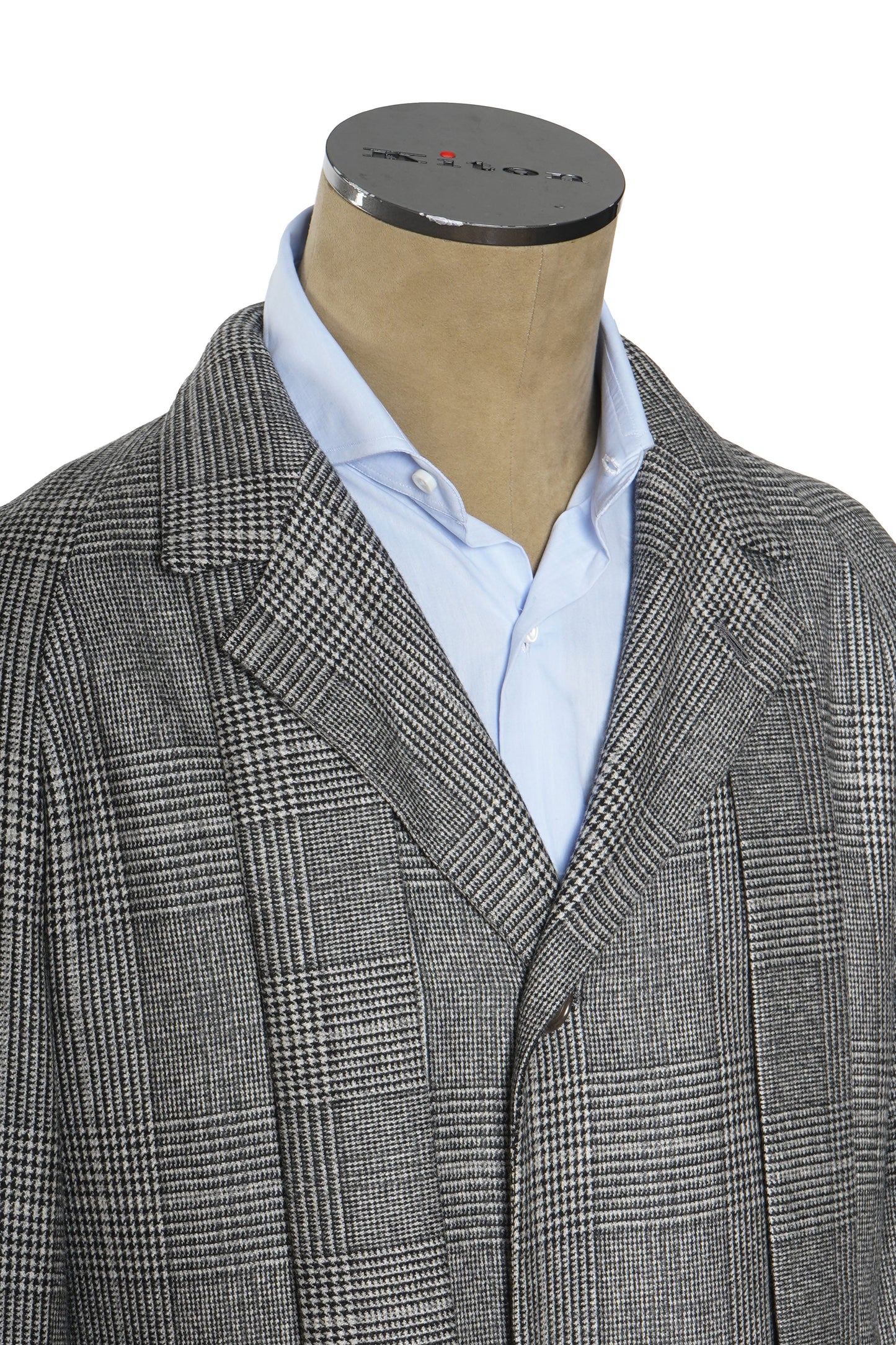 Kiton Prince of Wales Cashmere Button Down Overcoat