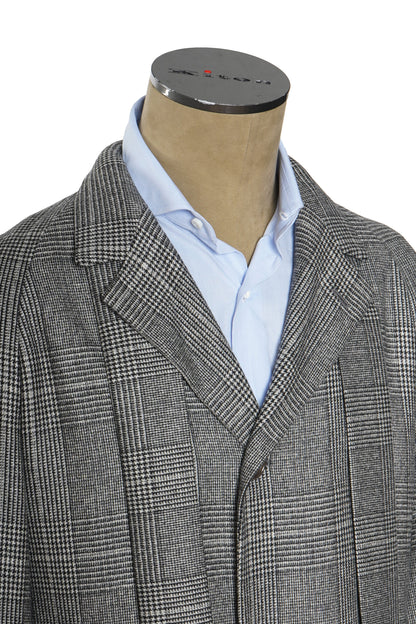 Kiton Prince of Wales Cashmere Button Down Overcoat