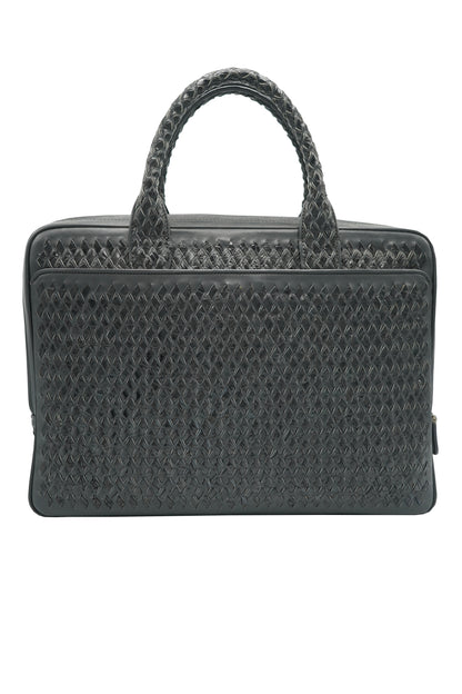 Tardini Woven Full-Grain Calfskin-Alligator Leather Briefcase Bag
