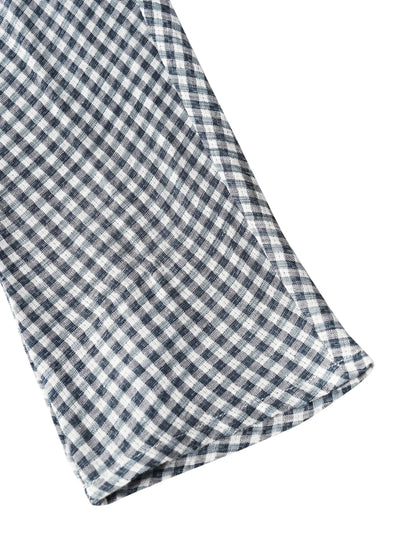 Linen Checked Long-Sleeved Top CAROLINE