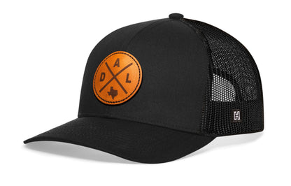 Dallas Trucker Hat Leather  |  Black DAL X Snapback