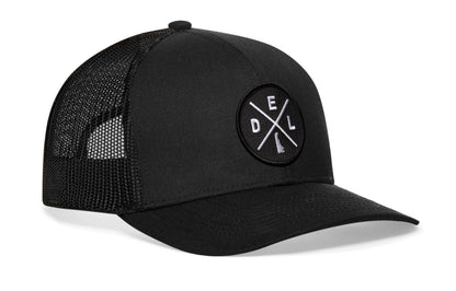 Delaware Trucker Hat  |  Black DEL X Snapback