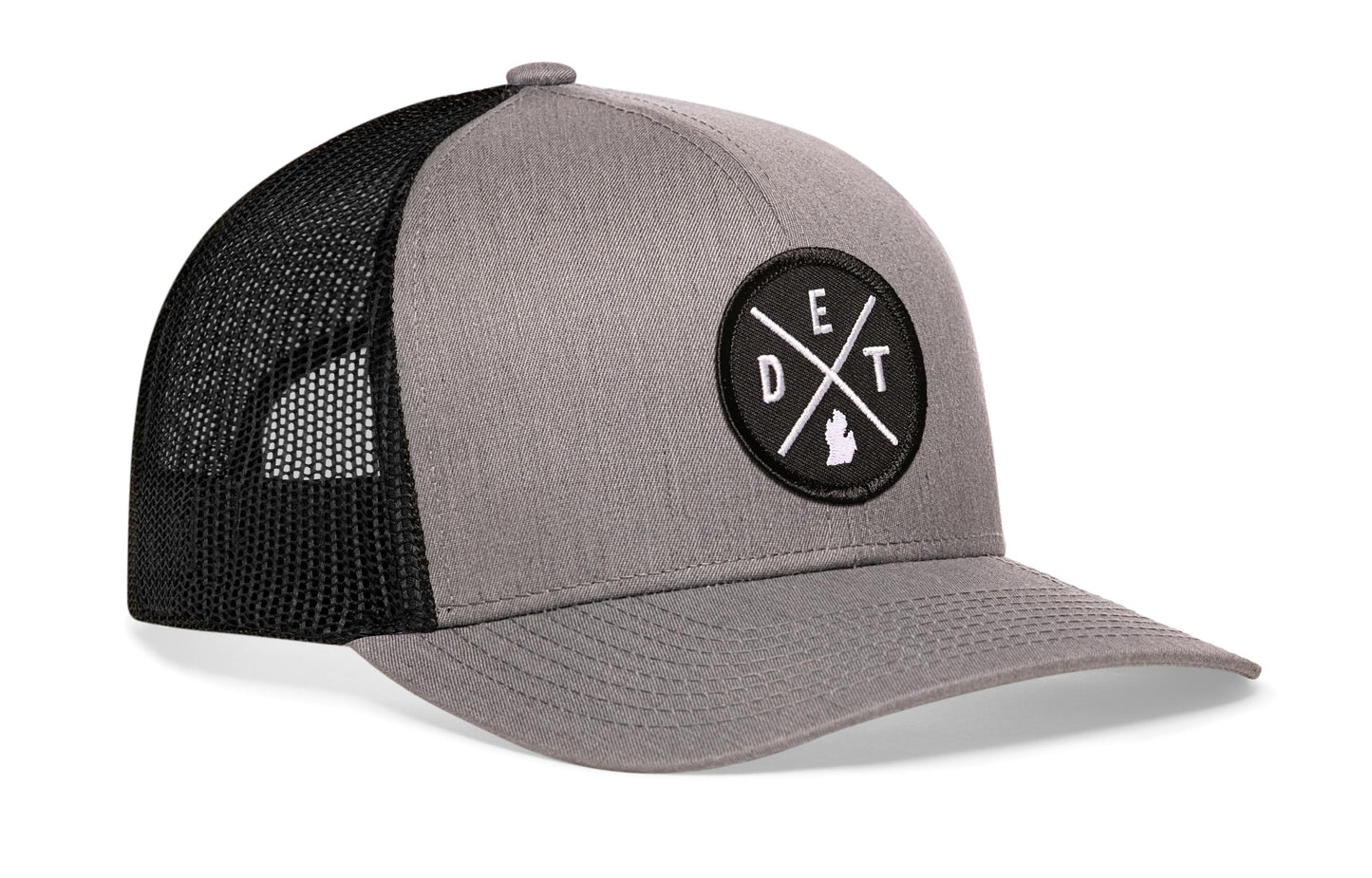 Detroit Trucker Hat  |  Gray-Black DET X Snapback