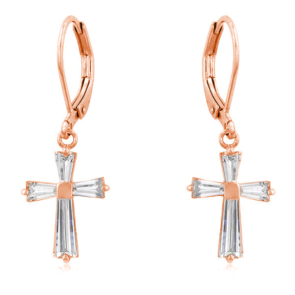 CZ Cross Drop Earrings