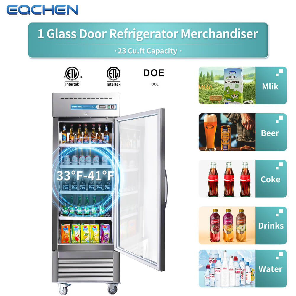 EQCHEN 27 Inch 1 Glass Door Commercial Refrigerator