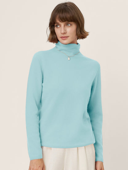 Premium Cashmere Blend Hand-Finished Seamless Turtleneck Knit Top TOVE