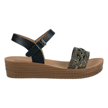 Women's Fay Black Embellished Cross Strap Sandals