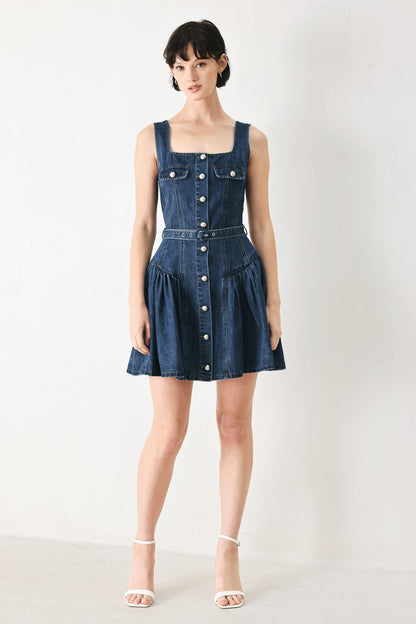 BABY BLUE LOVE DENIM MINI DRESS