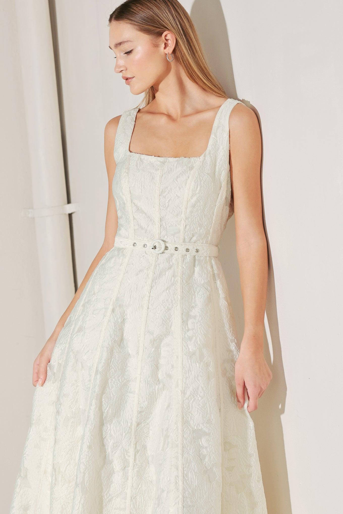 [PREORDER] LOVE IN SLOW MOTION WOVEN JACQUARD MIDI DRESS