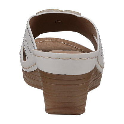 Women's Fiora White Floral Wedge Sandals
