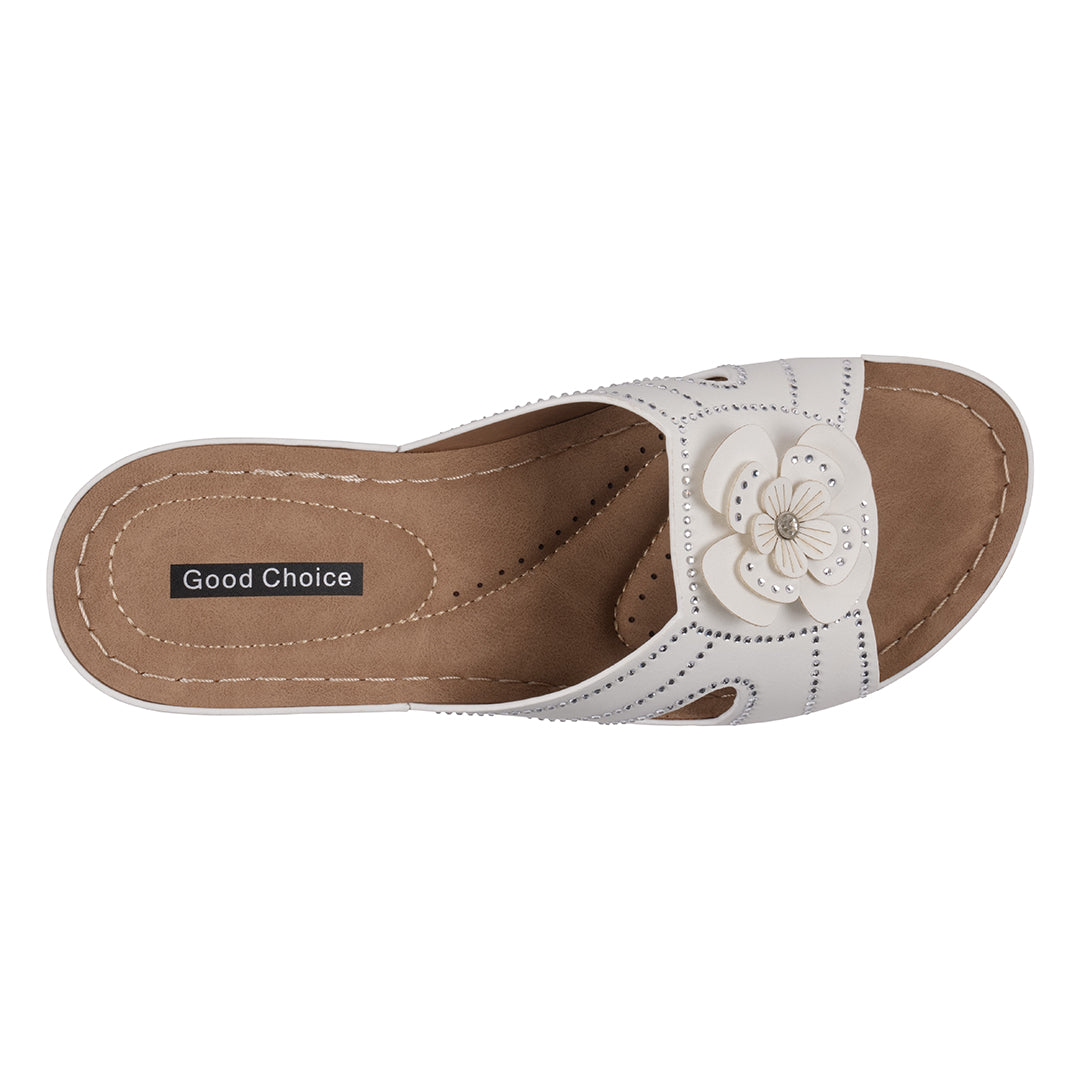 Women's Fiora White Floral Wedge Sandals