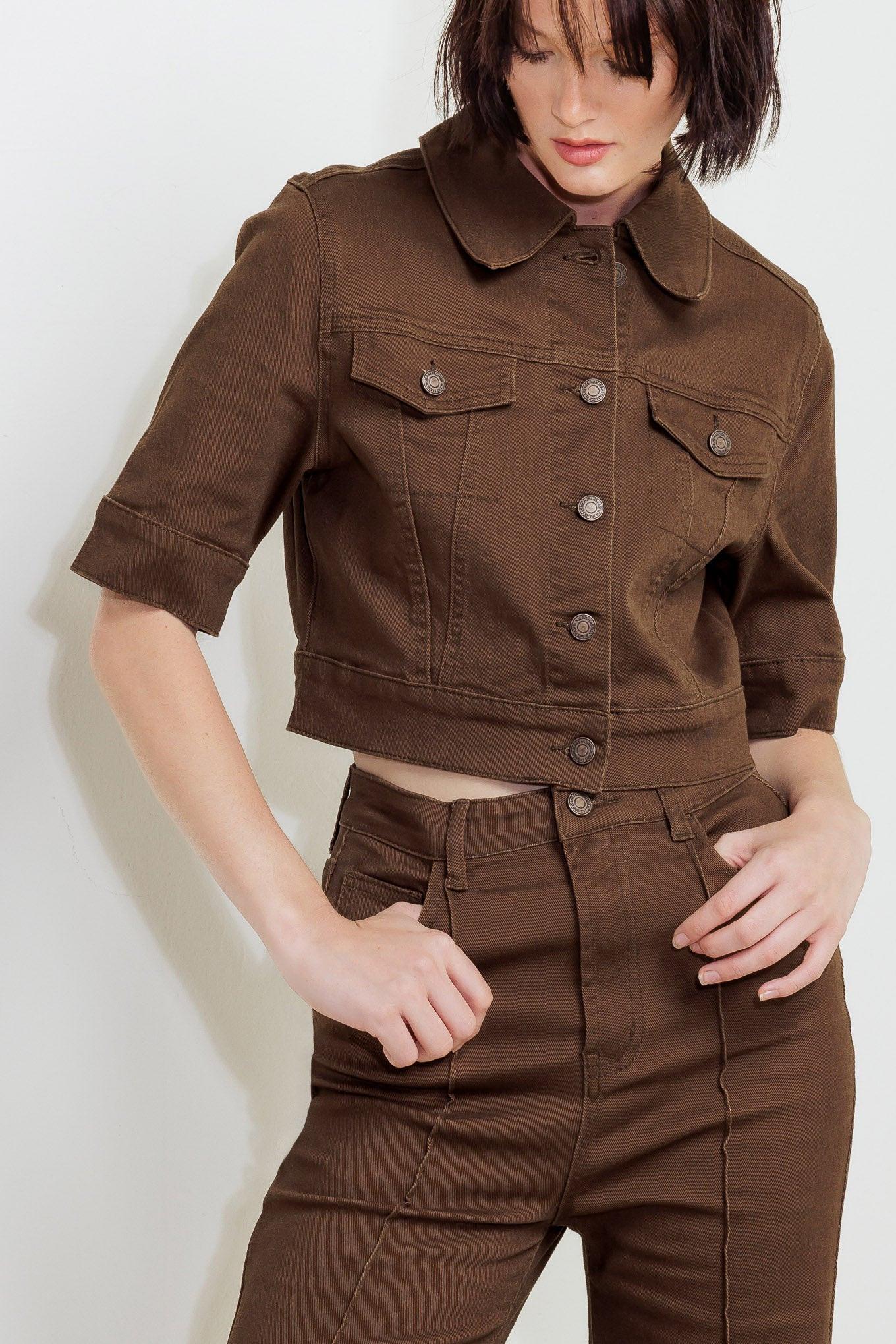EFFORTLESS EDGE BROWN TWILL PANTS
