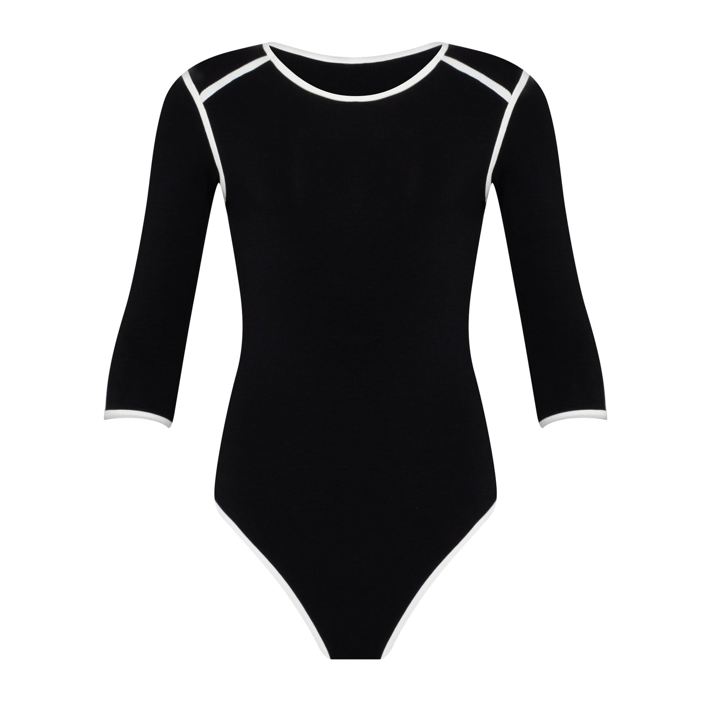 The Girl 3/4 Sleeve Active Bodysuit In Black | Lenzing™ Viscose Stretch Fit