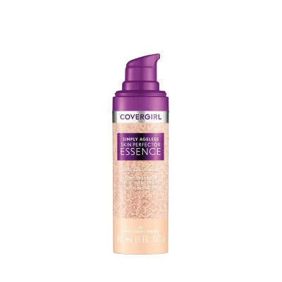 COVERGIRL Simply Ageless Skin Perfector Essence Vegan Foundation 20 Light 1 fl oz - Imperfect Container