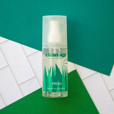 Clean Age Fresh AHA Deodorant + Body Spray for Teens 4 fl oz - New