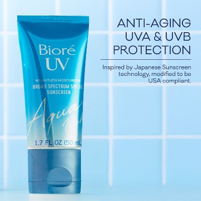 Biore UV Aqua Rich Daily Hydrating Facial Moisturizer SPF 50 1.7 fl oz - New