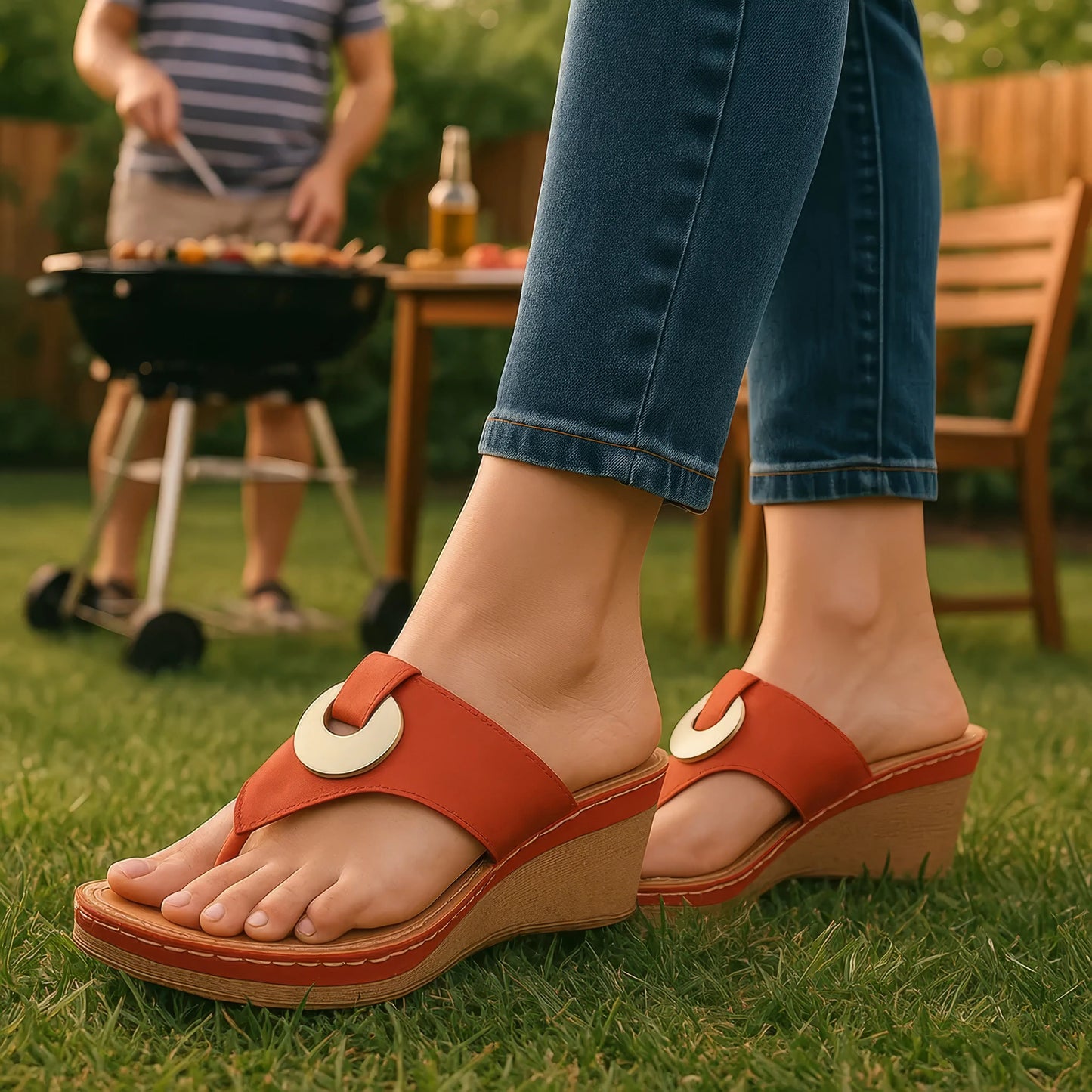 Women's Genelle Natural Wedge Sandals