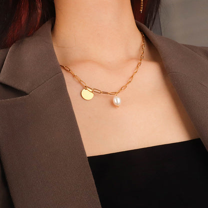 Arianne Labele Gold-Plated Pearl Pendant Necklace
