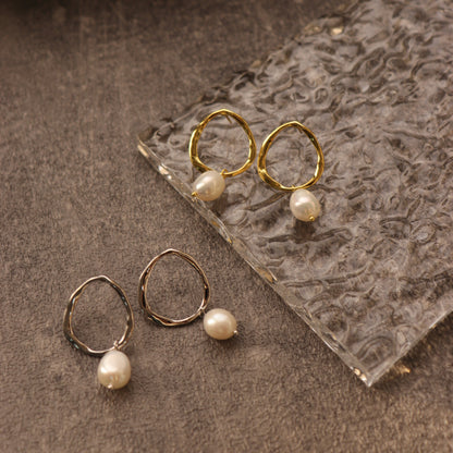 Seashell Gold Vermeil Pearl Earrings