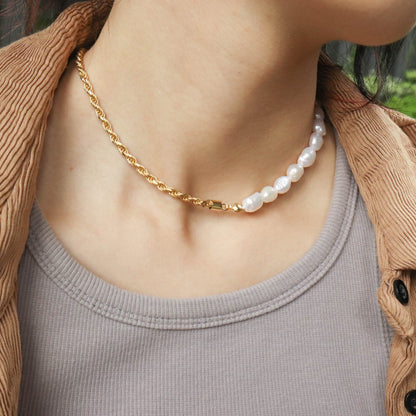 Clarica Pearl Necklace, 18k Gold-Plated Sterling Silver