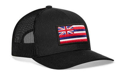 Hawaii Flag Trucker Hat  |  Black HI Snapback