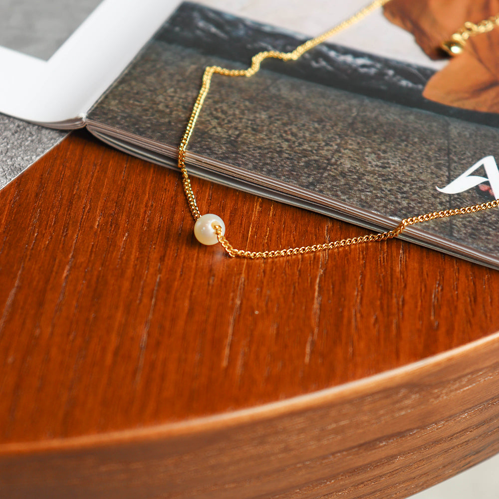 Gold-Plated Pearl Pendant Necklace, 18k on Sterling Silver