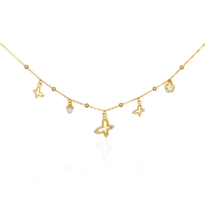 Jasmine Gold-Plated Woven Charm Necklace