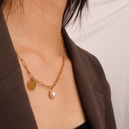 Arianne Labele Gold-Plated Pearl Pendant Necklace
