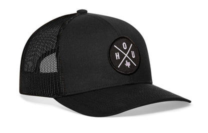 Houston Trucker Hat  |  Black HOU X Snapback