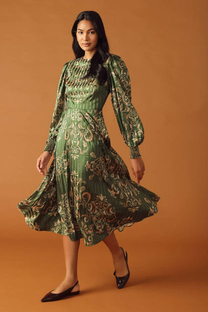 MOMENTS OF CLARITY WOVEN MIDI DRESS