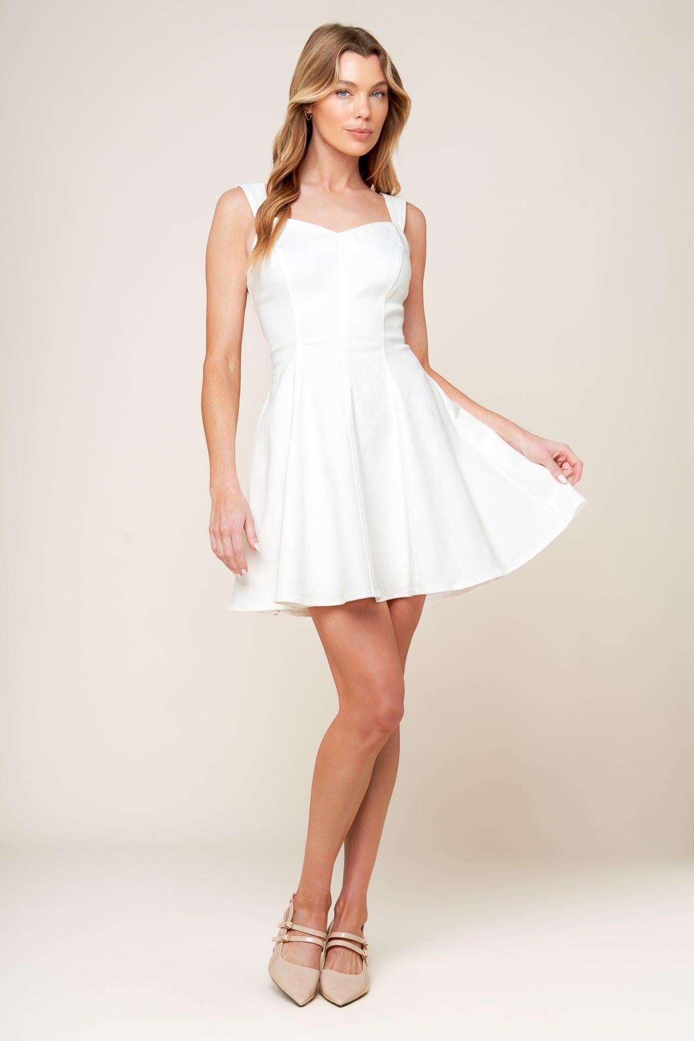 LAST YOUR CHANCE DENIM WOVEN MINI DRESS